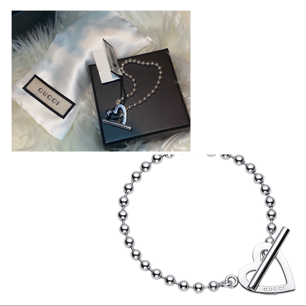 NWT!Gucci boule heart sterling silver bracelet!